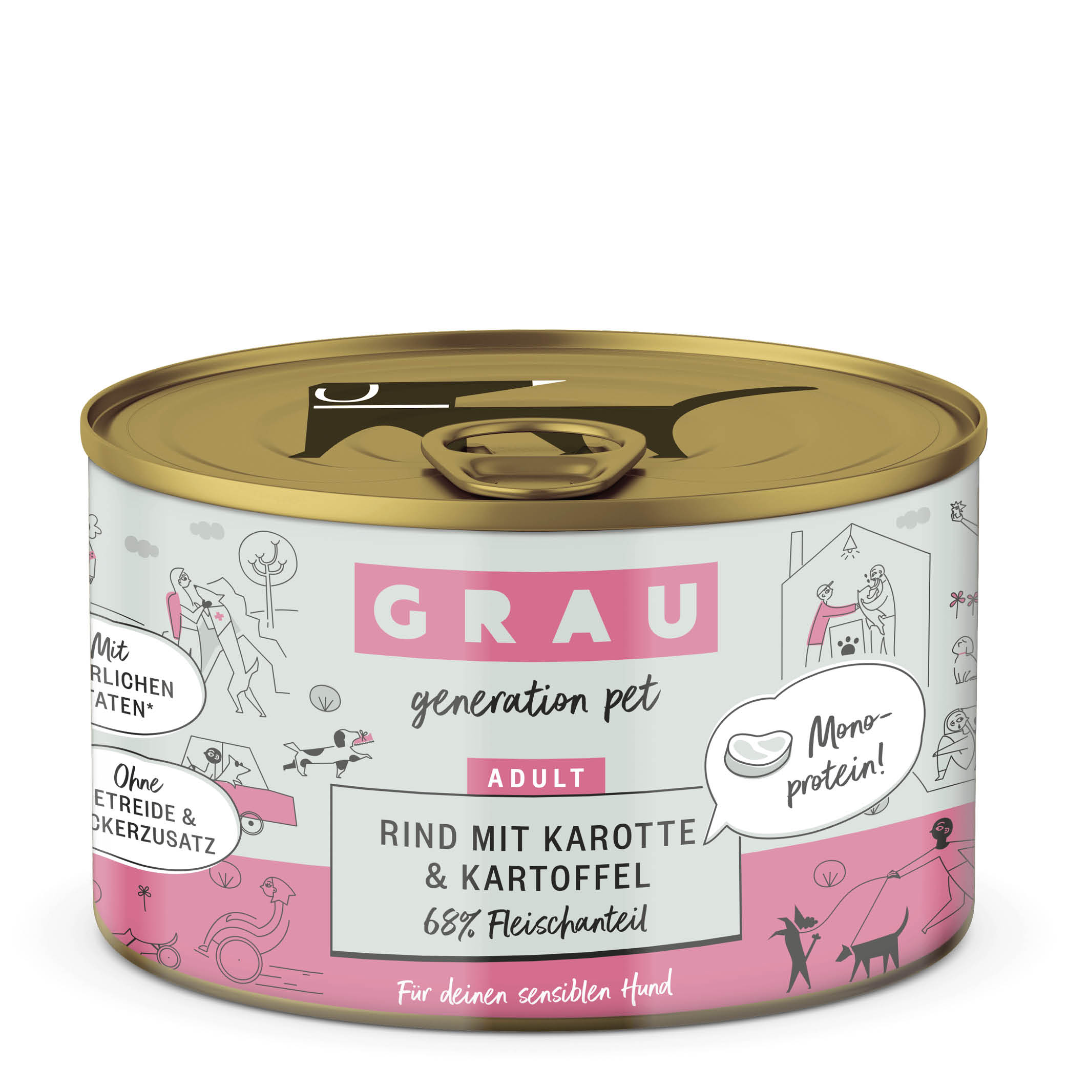 Grau Nassfutter - HUND - RIND mit KAROTTE & KARTOFFEL 6 x 200 g